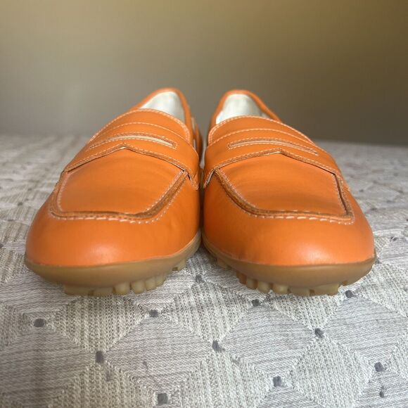 Walter Genuin Orange Leather Penny Loafer Golf Shoes Women EU 36.5 US 6 - 6.5 - Picture 10 of 16